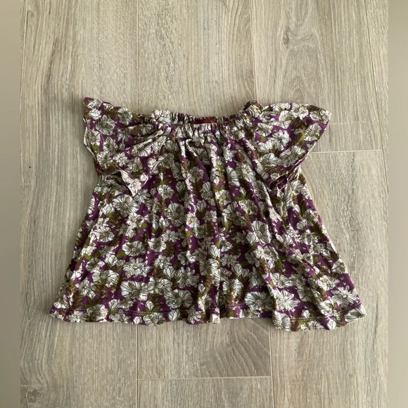 Milkbarn Baby Purple Floral Ruffle Shirt Short Sleeves - 6-12 months - Picture 1 of 4